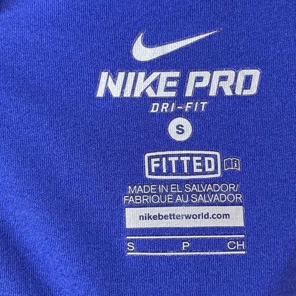 Nike PRO Women's Small S Fitted V-Neck Logo Compression Athletic Tee Purple Pink - Picture 3 of 4